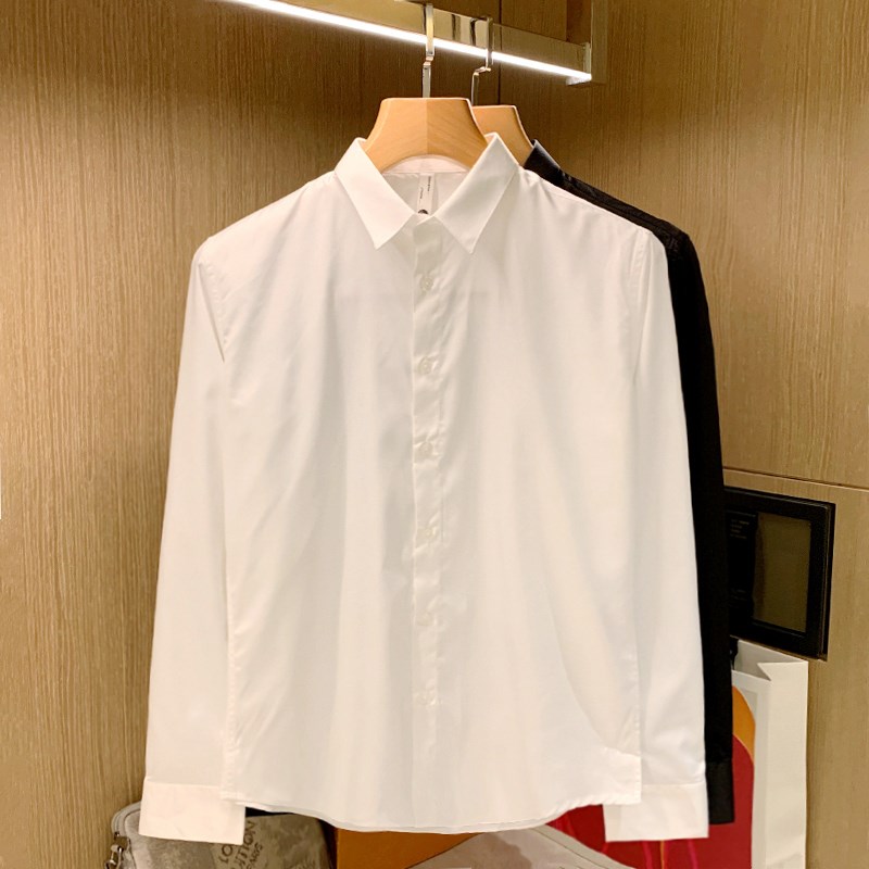 韩版商务男装免烫抗皱白色衬衣男 高级感工O作服休闲男士长袖衬衫