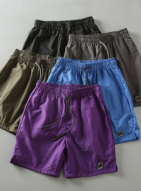 夏季新款户外防i水速干透气男士情侣款宽松直筒休闲短裤运动沙滩