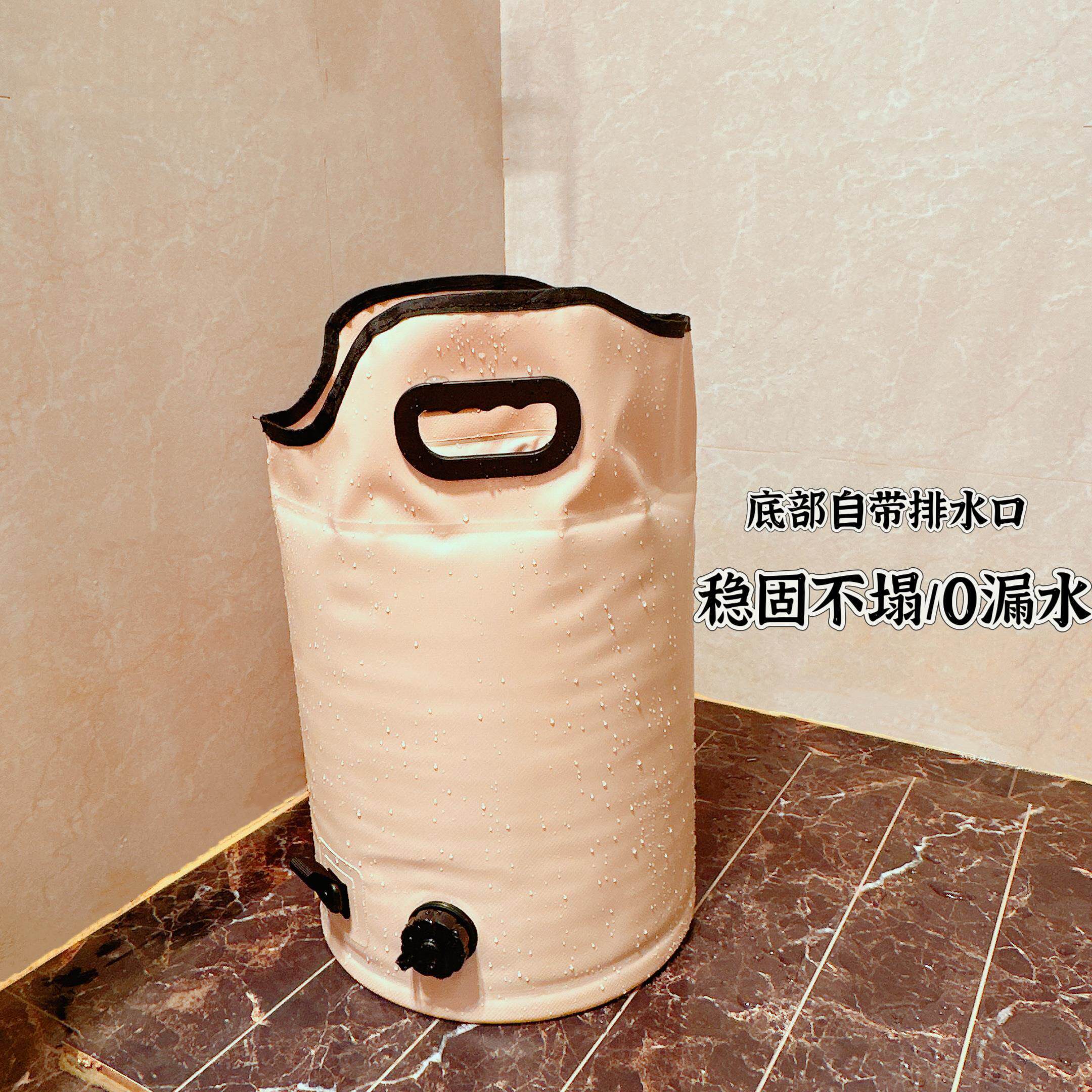 底部自带排水口可折叠收纳泡脚桶保温加厚足浴养生过膝洗脚高深桶