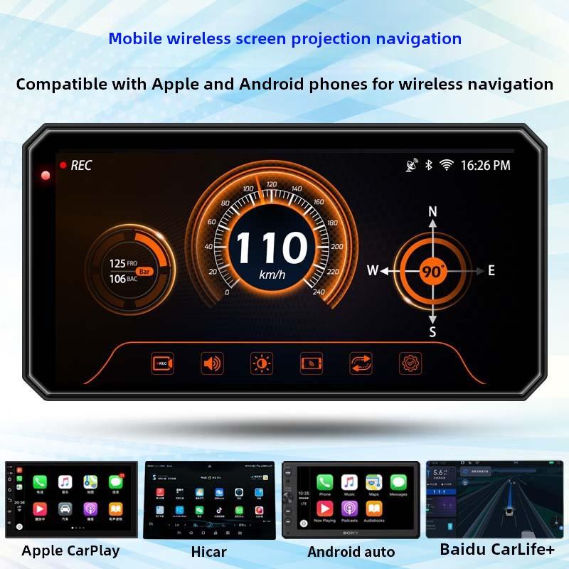 摩托车行车记录仪双镜头Carplay防水导航胎压盲点监测智能车机