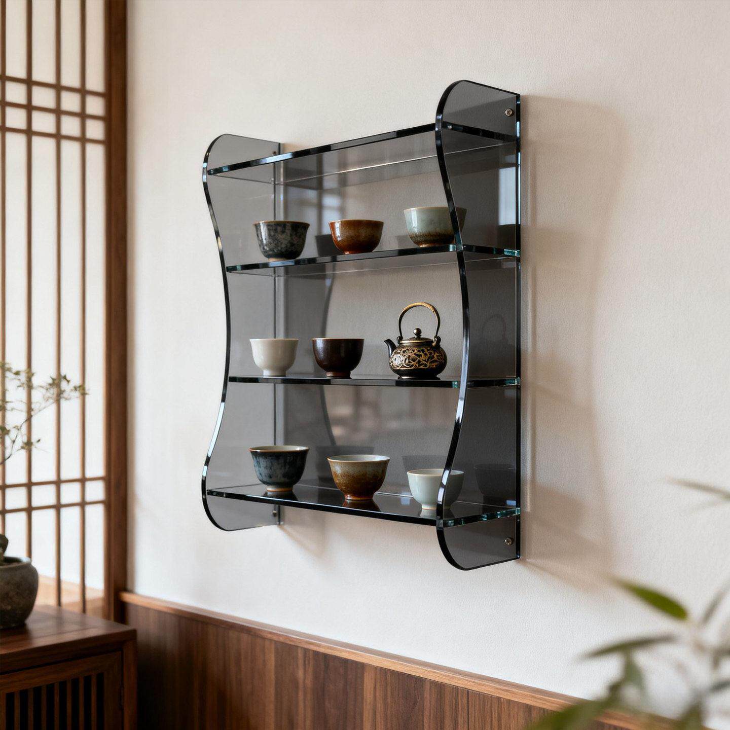 压克力层板杯架紫砂壶建盏展示架墙上杯子茶具收纳层架多宝阁置物