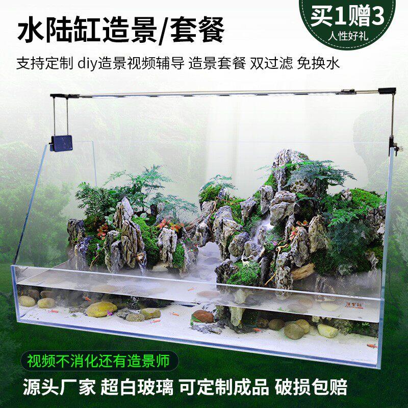水陆两栖造景超白缸雨林套餐材料生态超白植物水草微景观鱼缸生态