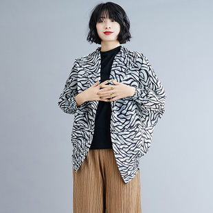压褶褶皱洋气外套女2025春秋季新款印花豹纹上衣宽松大码压褶女装