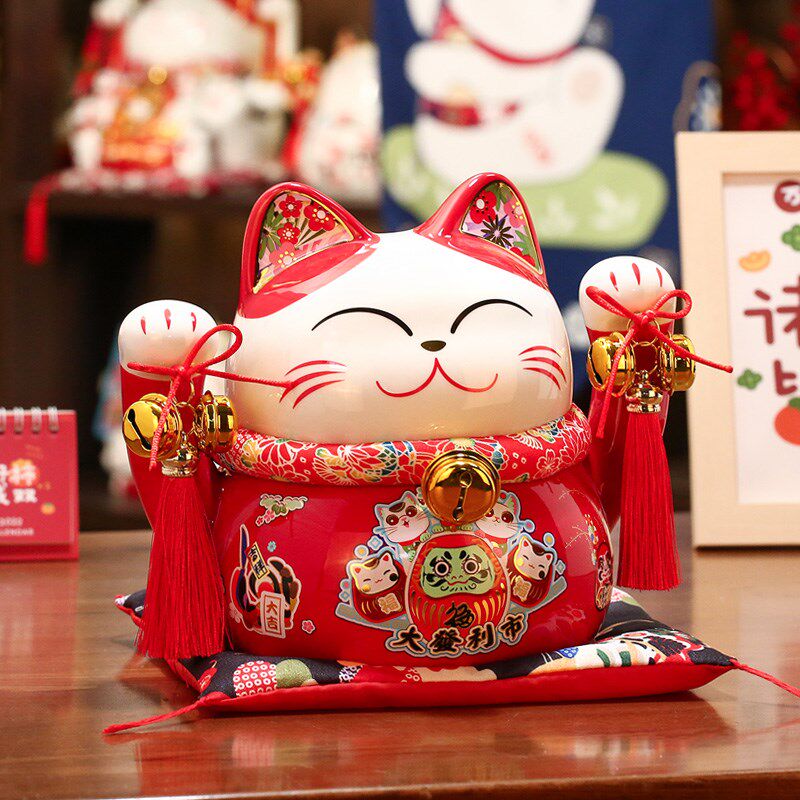 招财猫摆件大号店铺开业礼品创意家居装饰陶瓷小存钱储蓄罐发财猫