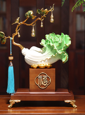 新中式白菜招财摆件家居办公室客厅玄关电视柜酒柜装饰品乔迁礼品