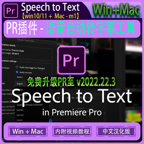 PR语音转文本字幕PR2025 24 23 22语言包自动字幕pr一键生成字幕
