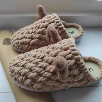 手工编织拖鞋diy材料包自制毛线钩织保暖成品可爱卡通拖鞋送男友