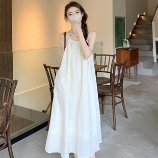 气质度假系带吊带裙2024夏季新款女装韩版显瘦温柔风无袖连衣长裙