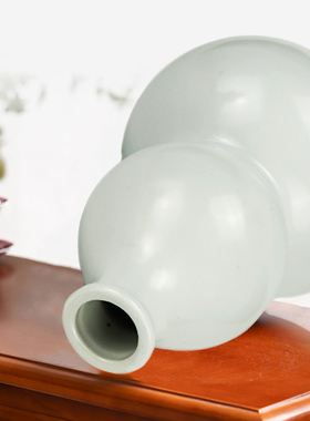 白色陶瓷葫芦花瓶小清新全白色葫芦中式玄关客厅书房家居装饰摆件