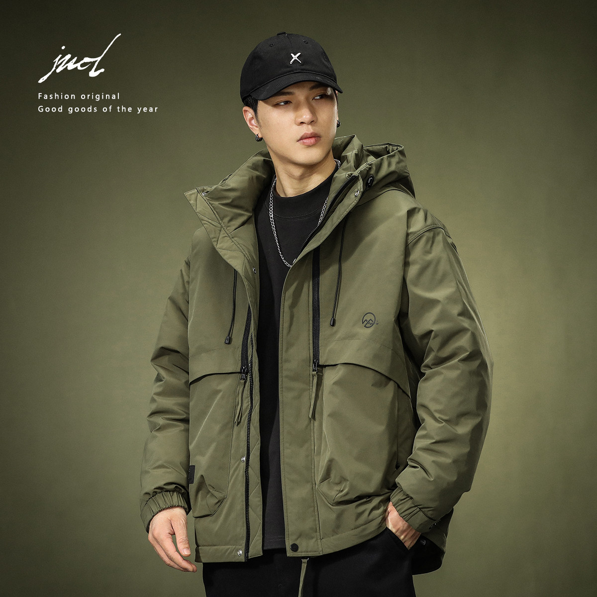 90%绒御寒羽绒服男工装冬季2024新款加厚连帽保暖青少年外套男款