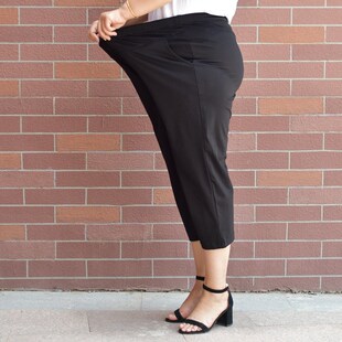 超肥特体大码松紧腰胖太太妈妈中老年女装春夏裤200斤奶奶七分裤