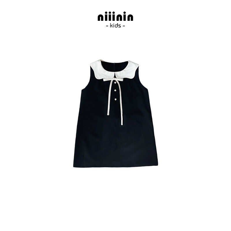 夏季亲子款母女装经典法式黑色连衣裙女童背心裙宝宝周岁礼服洋气