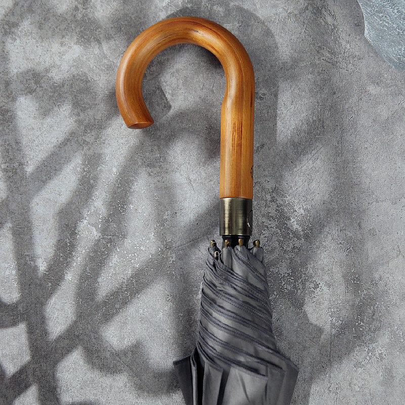 浮羽暴雨伞强防风抗雨复古双层大伞面直杆弯柄木柄长柄伞男士双人