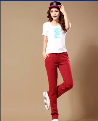 春秋女士运动裤薄款 修身显瘦纯棉长裤 女装直筒宽松卫裤休闲裤子