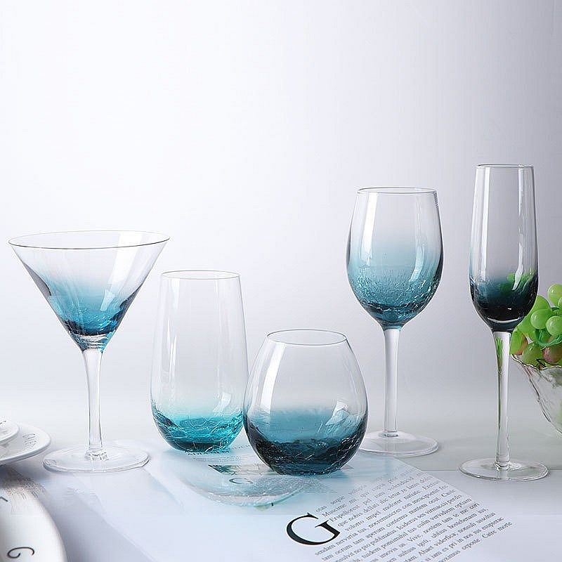创意家用酒吧彩色冰裂渐变红酒杯高脚杯鸡尾酒香槟果汁玻璃水杯子,餐饮具,葡萄酒/红酒杯,淘宝优惠券,粉丝福利购,淘宝优惠卷