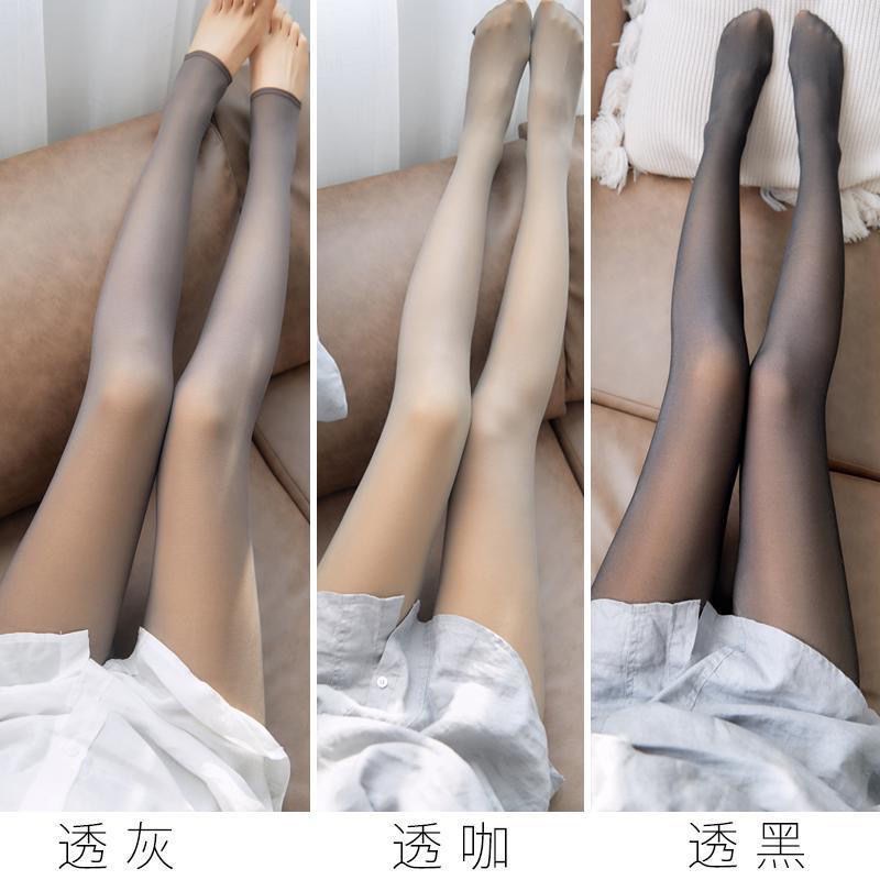 新款空姐灰一体透肤女连体袜秋冬光腿假透肉O神器加绒加厚打底裤