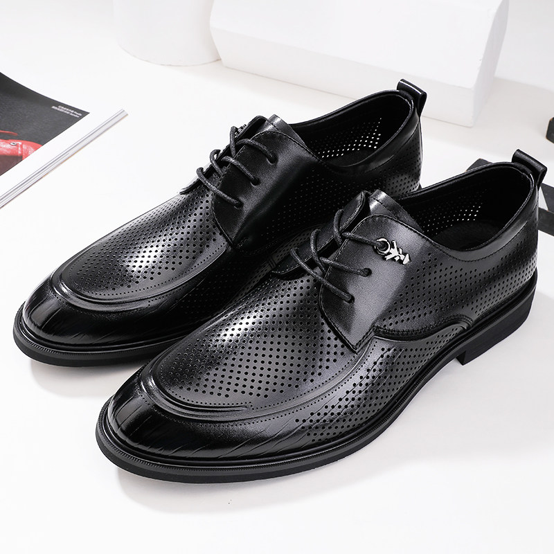 2024头层冲孔凉鞋男真皮透气正装皮鞋橡胶防滑底吸汗乳胶垫德比鞋,流行男鞋,正装皮鞋,淘宝优惠券,粉丝福利购,淘宝优惠卷