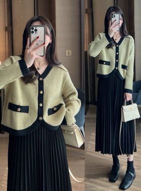 哺乳衣外出辣妈款春秋季套装潮妈产后期喂奶连衣裙冬装外穿两件套