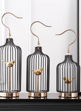 铁艺装饰鸟笼新中式橱窗摆件黑色摄影道具大号桌面客厅家居装饰品