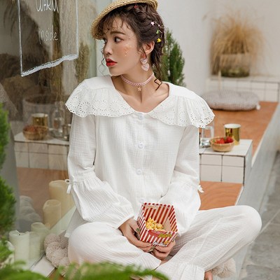 月子服夏季薄款产后纯棉纱布小个子夏装L孕妇哺乳睡衣春秋家居服