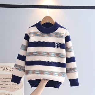 2024男童新款冬季毛衣中大童不起球男孩针织衫儿童打底加厚毛线衣