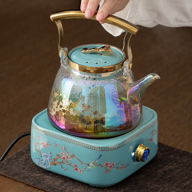 敬廉  玻璃煮茶壶烧水壶泡茶壶自动蒸茶器电陶炉煮茶器养生壶套装