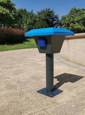 新能源电动车一拖十分机家用单位两路充电桩室外防雨立柱蓝色帽子