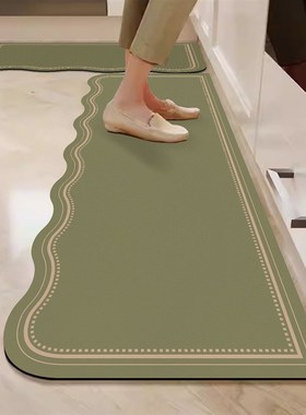 绿色厨房专用地垫吸水吸油硅藻泥脚垫长条地毯家用防滑垫子可清洗