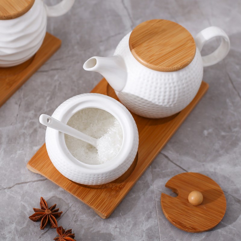 家用陶瓷调料盒调味罐辣椒盐罐厨房油壶醋壶辣椒油酱油瓶套装商用