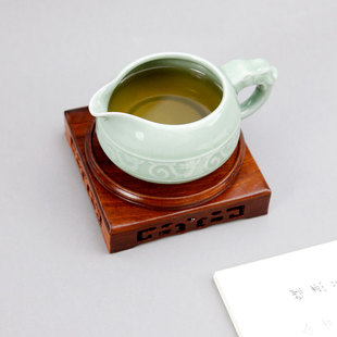 红檀天圆地方茶壶石头佛像花瓶花盆底座实木质工艺品摆件托架