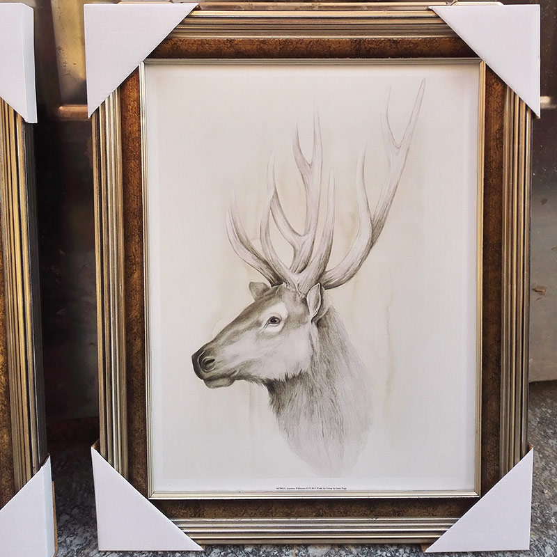 北欧简约 美式 复古做旧 书房装饰画 卧室床头画 样板房挂画 麋鹿图片
