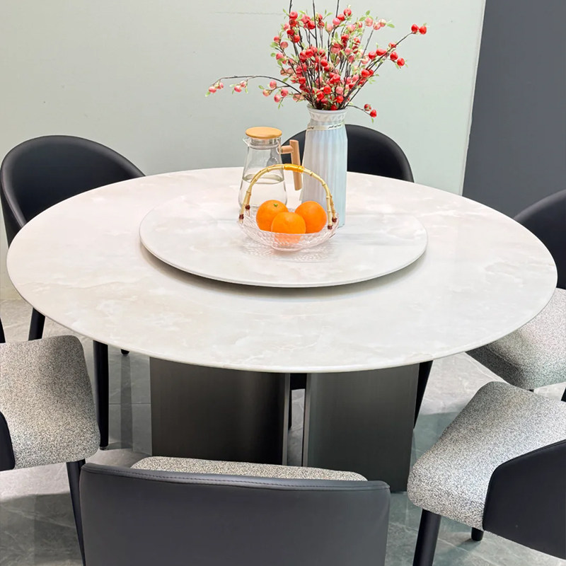 天然新芬迪白奢石餐桌椅组合现代简约高级感轻奢别墅家用圆形饭桌,住宅家具,大理石餐桌,淘宝优惠券,粉丝福利购,淘宝优惠卷