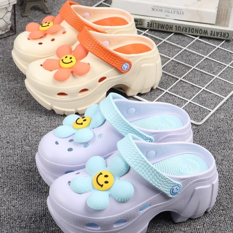 洞洞鞋女花园包头百搭透气外穿夏底EVA凉鞋CM超厚增高7沙滩鞋高跟