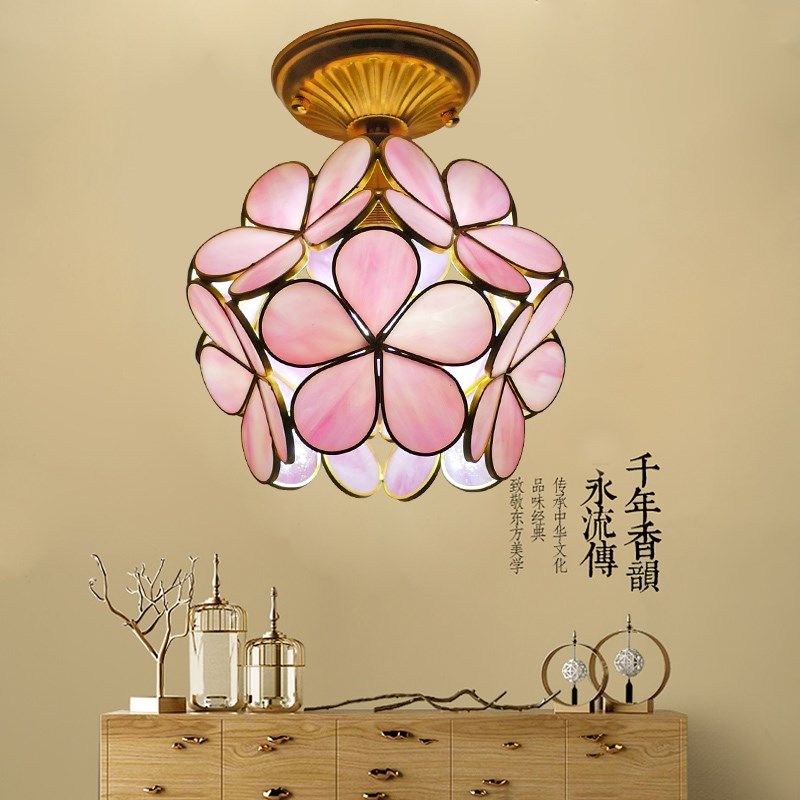 过道灯走廊灯玄关吸顶灯创意吧台门厅北欧花瓣全铜吊灯卧室床头灯