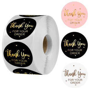 500张/卷烫金谢谢您的订x单贴纸信封封口贴纸透明标签文具用