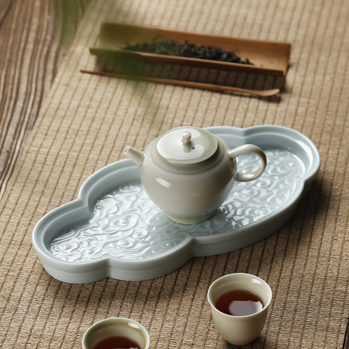 陶瓷迷你家用干泡小号茶盘景德镇茶台禅意奉茶托盘壶承储水式家用