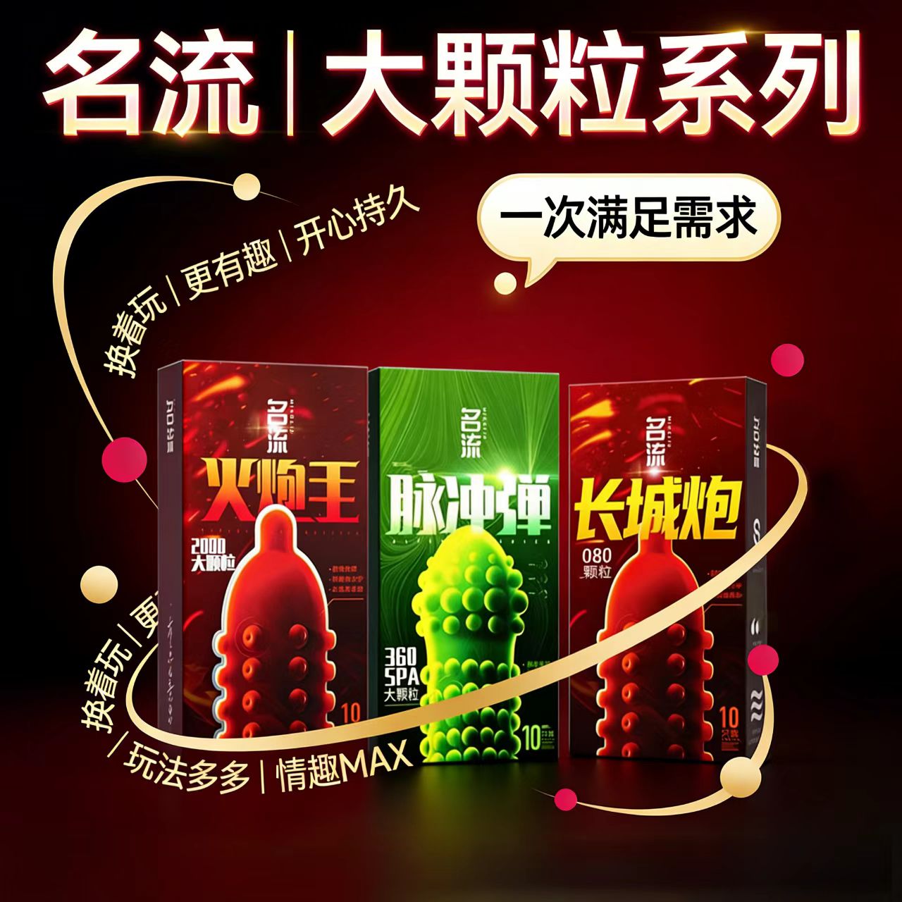 名流长城炮避孕套大颗粒天然乳胶成人情趣用品安全套火炮王愉悦