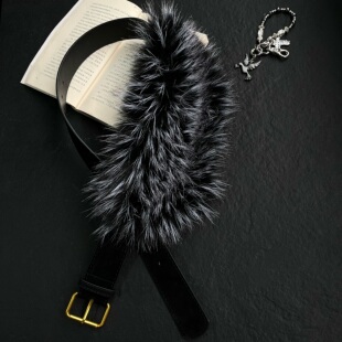 洛默原创亚文化朋克个性y2k麂皮绒毛毛拼接腰带辣妹皮配饰皮带潮