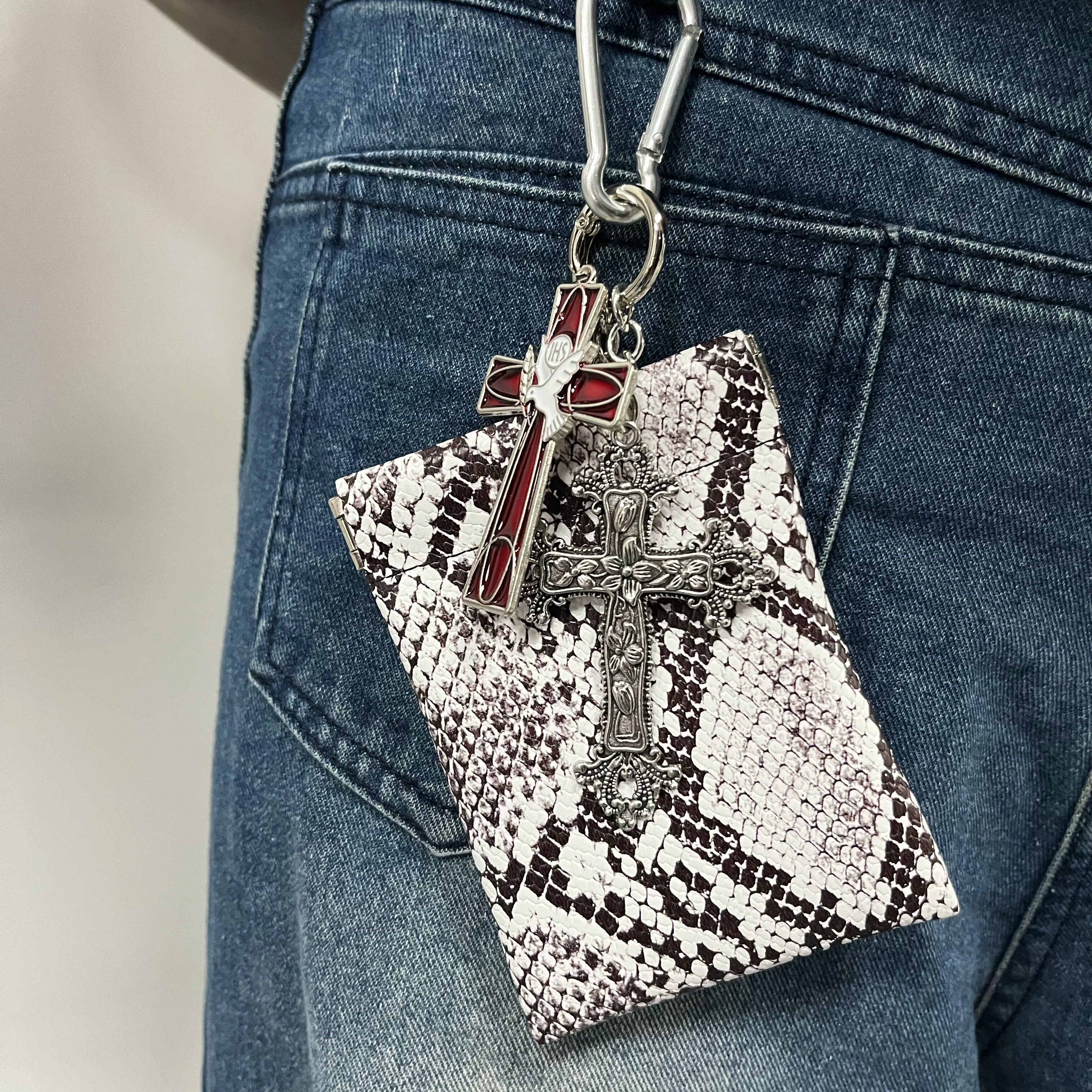 洛默半夏原创蛇纹包和平鸽十字花裤链腰间挂饰嘻哈风包挂零钱卡包