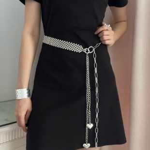 银色串珠腰链简约链条腰带装饰连衣裙新款流苏时尚百搭金属腰链款