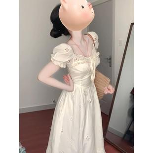 甜美连衣裙女夏季 法式 设计感小众镂空公主裙茶歇温柔风收腰长裙子