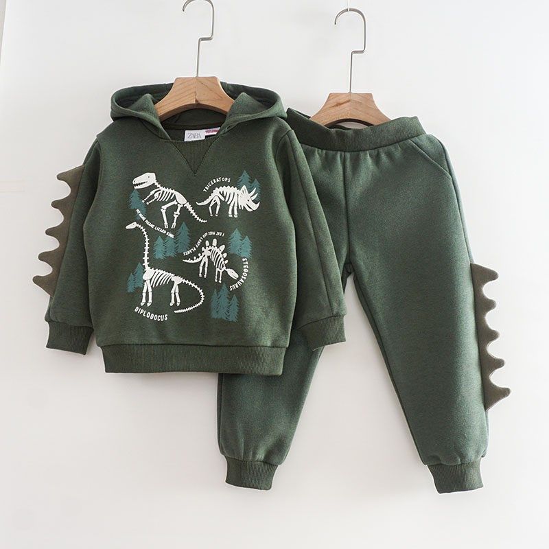 秋冬款加绒保暖卫衣男宝宝连帽休闲套装儿童运动服两件套恐龙造型,童装/婴儿装/亲子装,套装,淘宝优惠券,粉丝福利购,淘宝优惠卷