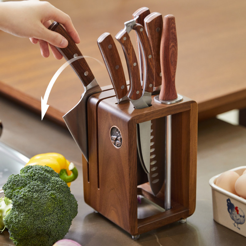 实木刀架厨房置物架壁挂刀具菜刀架刀座防霉黑胡桃木刀具收纳架