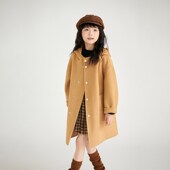 长款 新款 加厚羊毛呢子外套 双面羊绒大衣女童秋冬季 儿童连帽中长款