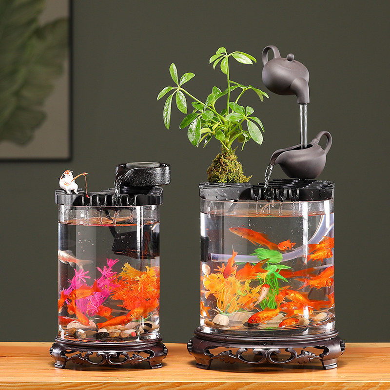 新中式陶瓷悬壶流水摆件循环水招财鱼缸小猫钓鱼古法养鱼过滤摆件,家居饰品,流水摆件,淘宝优惠券,粉丝福利购,淘宝优惠卷