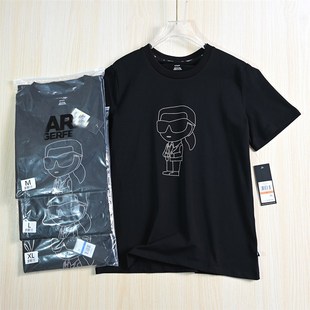 253 休闲短袖 棉质烫钻线条卡通人圆领修身 T恤 美系 思琪女装