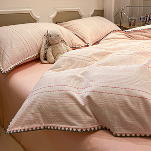 2026新款100全棉色织提花床上四件套高级感床单被套纯棉床笠3件套