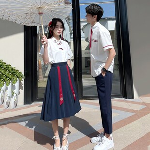 民国风情侣装夏装一裙一衣初高中学生毕业照班服复古中国风演出服