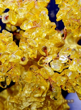 手工摇钱树发财树摆件黄水晶招财金蟾成品摆件客厅乔迁开业送礼品