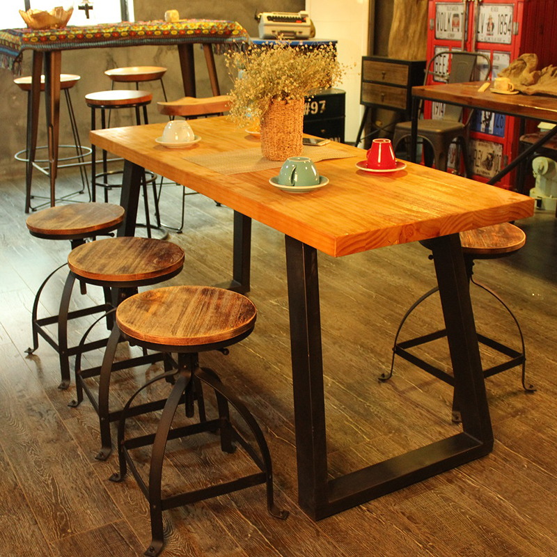 美式乡村小户型家用餐椅咖啡厅餐厅铁艺休闲单人升降吧台椅酒吧椅